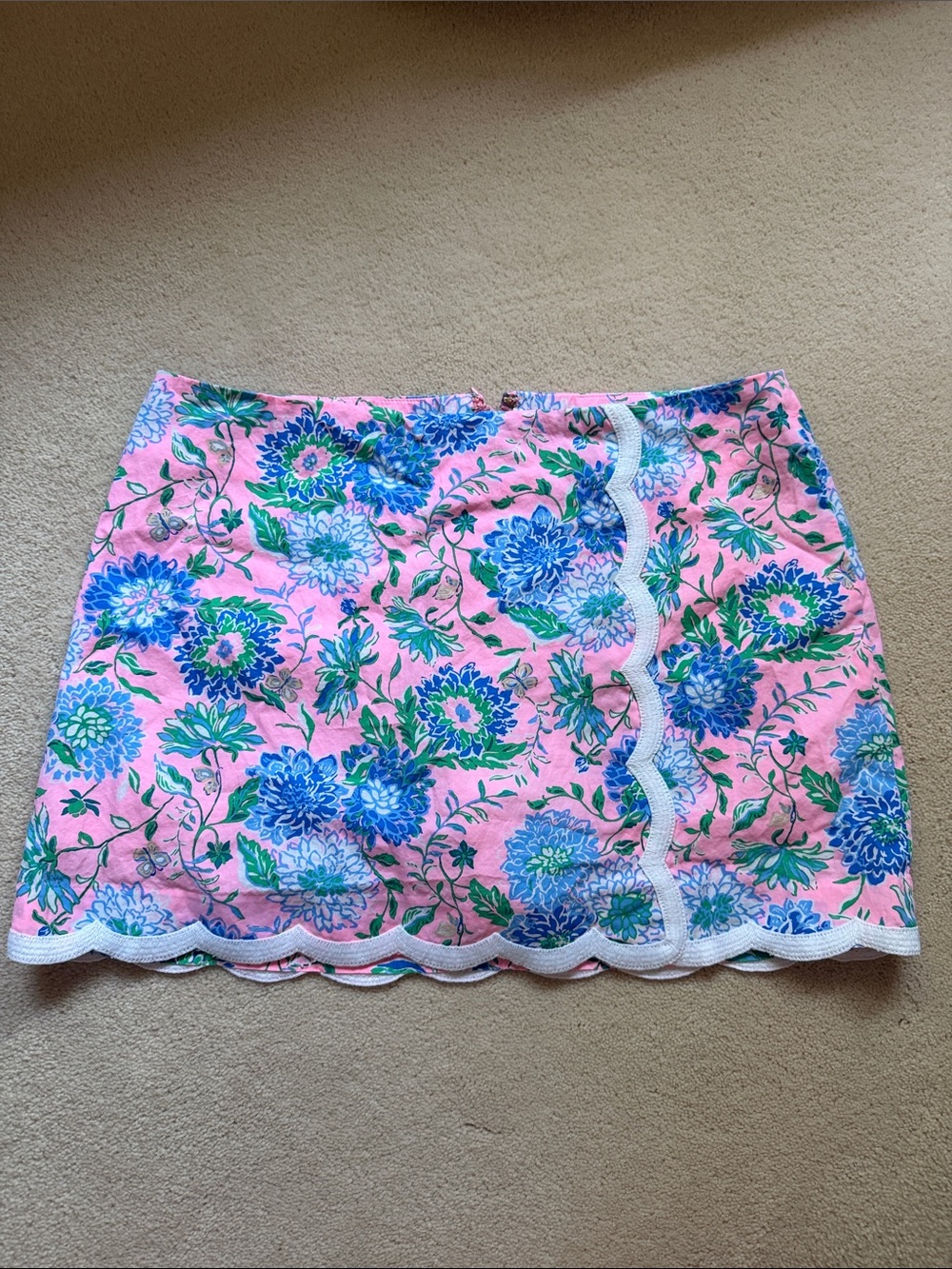 Lilly Pulitzer Pink Mini Skirt with Blue & Green Floral Print